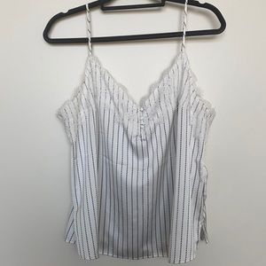 White silk tank with navy pattern from Abercrombie & Fitch, size xl